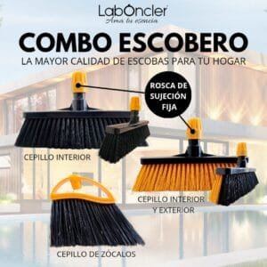 Combo Escobero set 3 escobas interior mixta y zócalos Laboncler
