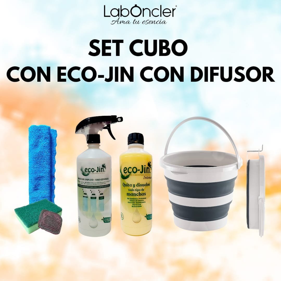 Set cubo plegable con Eco-Jin y difusor espumante Laboncler