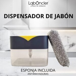 Dispensador jabón con estropajo incluido plástico ABS 550ml para cocina