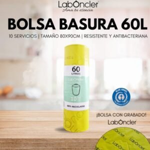 BOLSA DE BASURA 60L | 10 SERVICIOS | 80X90CM | RESISTENTE Y ANTIBACTERIANA