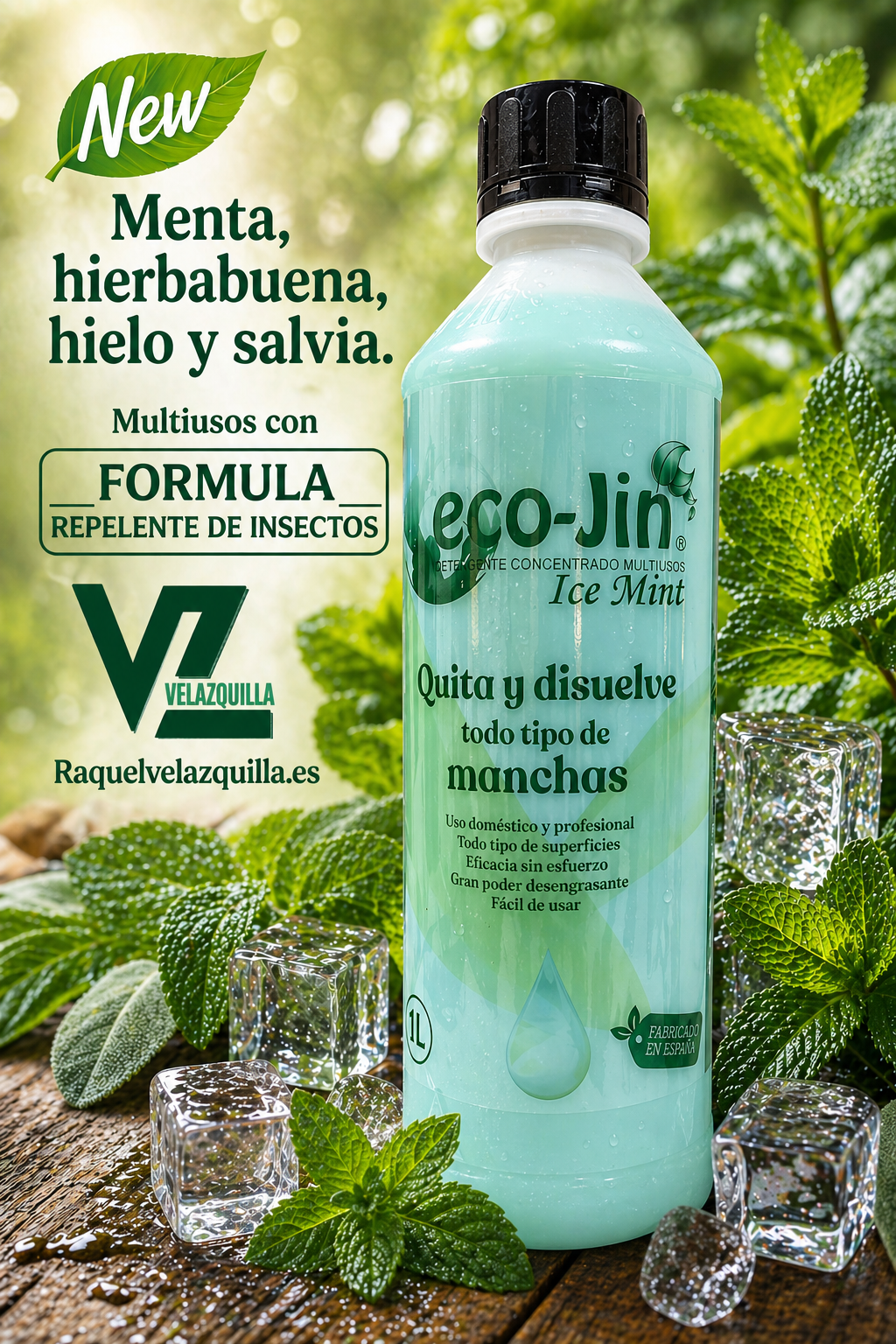 Eco-Jin Ice Mint 1 Litro – Limpiador Multiusos Concentrado Ecológico Desengrasante Aroma Menta - Imagen 3