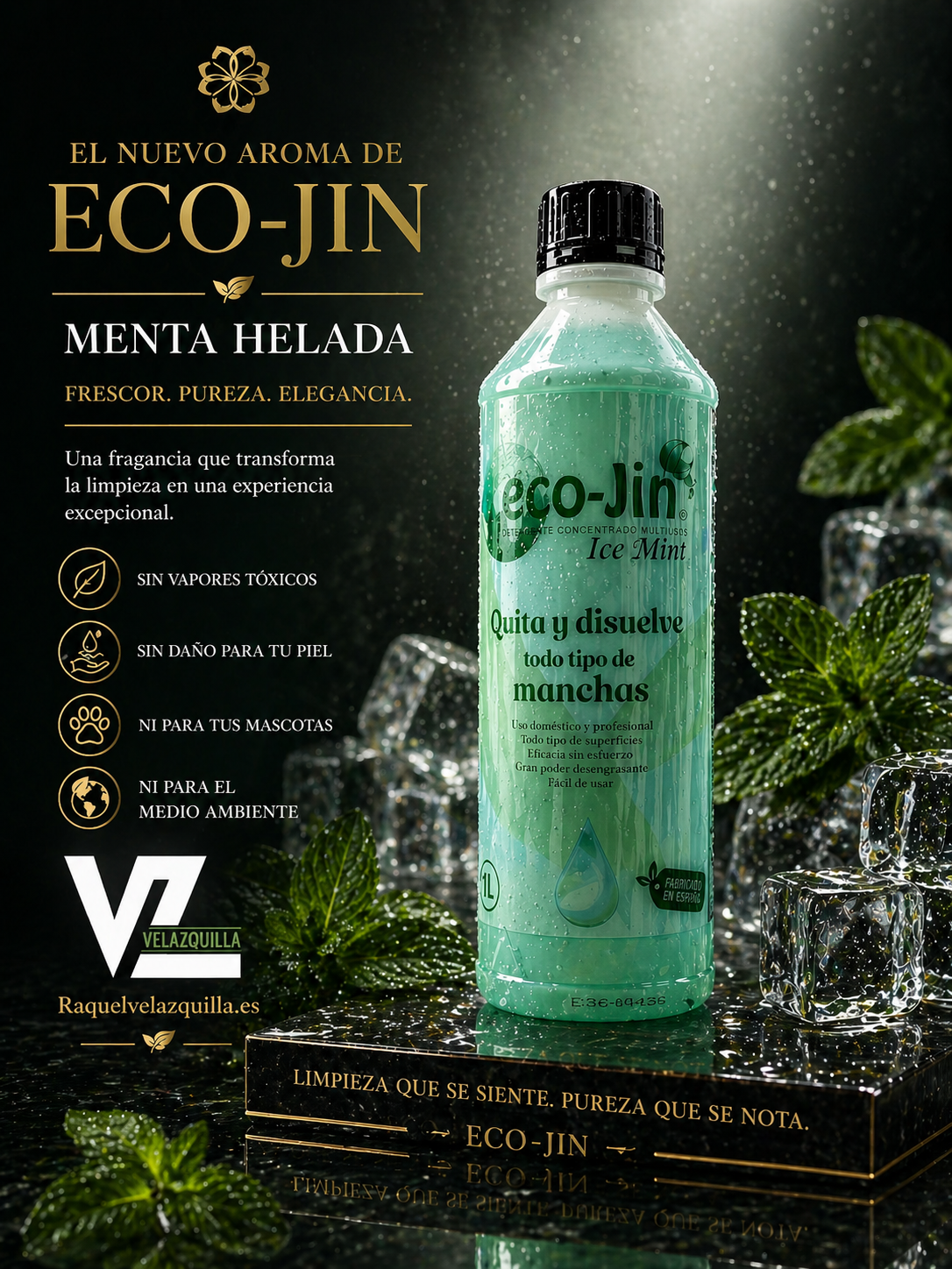 Eco-Jin Ice Mint 1 Litro – Limpiador Multiusos Concentrado Ecológico Desengrasante Aroma Menta - Imagen 4